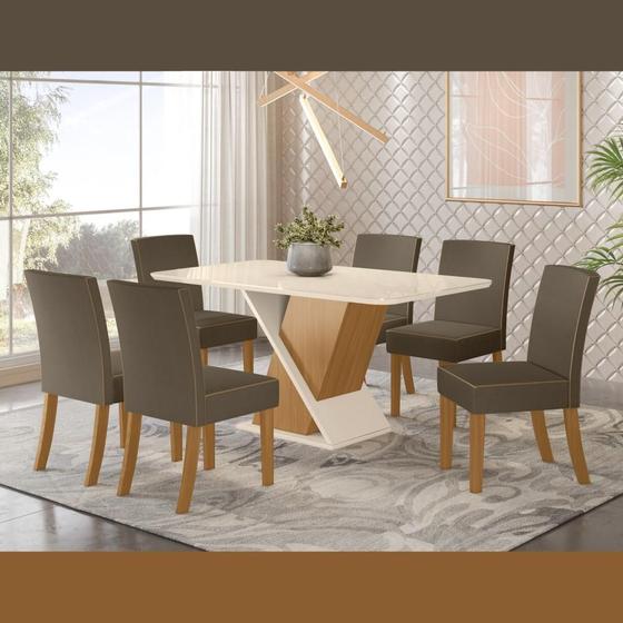 Kit Conjunto Mesa Solus 160 Cm 6 Cadeiras Sala De Jantar Cozinha MDF