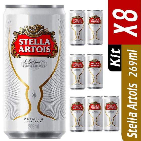 Kit Engradado Cerveja Stela Artois 269 Ml Pack 8 Unidades