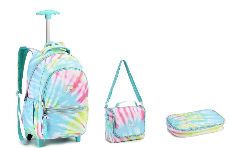 Kit Escolar Juvenil Mochila Rodinhas Meninas Tie Dye Denlex Kit