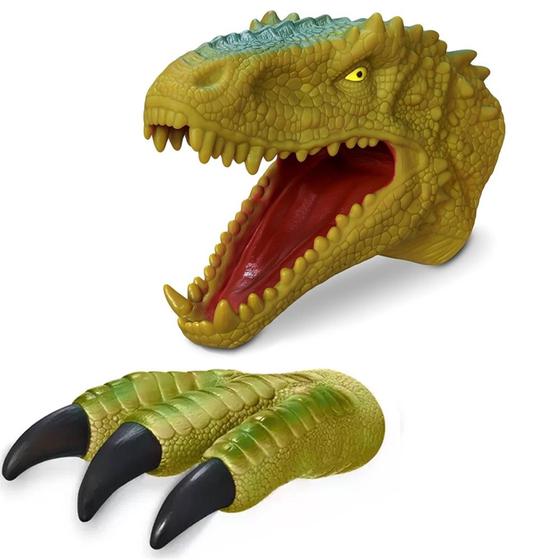 Kit Fantoche Dinossauro T rex 1 Cabeça 1 Mão Garra 2 Peças ADJOMAR