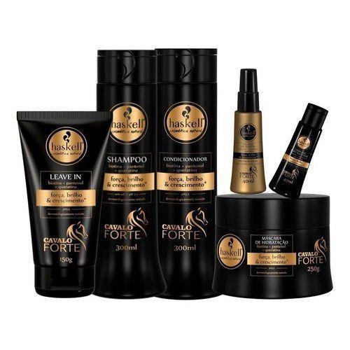 Kit Haskell Cavalo Forte Crescer Cabelo 6 Produtos Completo 300ml Kit