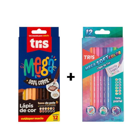 Kit Lápis de Cor Tris Mega Soft Tons Pastéis Tons de Pele No Magalu