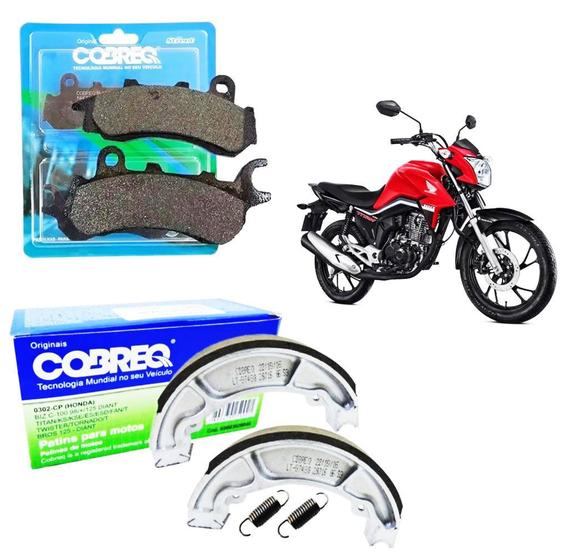 Kit Pastilha De Freio Lona Honda Cg 160 Fan Cbs 2018 2019 2020 Cobreq