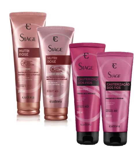 Kit Siàge Nutri Rosé Cauterização Dos Fios Shampoo e Condicionador