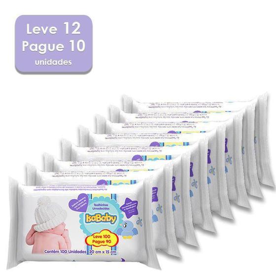 Kit Toalhas Umedecidas IsaBaby Leve 100 Pague 90 Unidades Leve 12