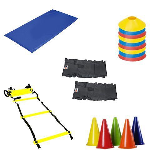 Kit Treinamento Funcional Colchonete Azul 6 Cone 24cm 6 Cone