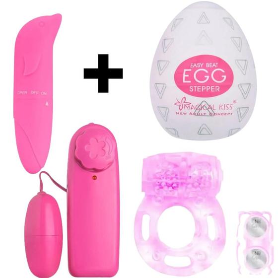 Kit Vibrador Feminino Golfinho Vibrador Bullet Egg Anel Peniano Vibro Produtos Sex