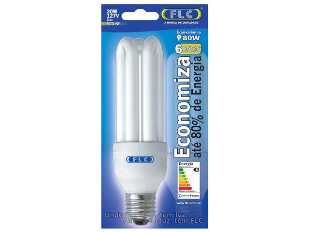 Lâmpada Fluorescente Compacta Flúor 3U 20W Day Luz Branca E27 FLC