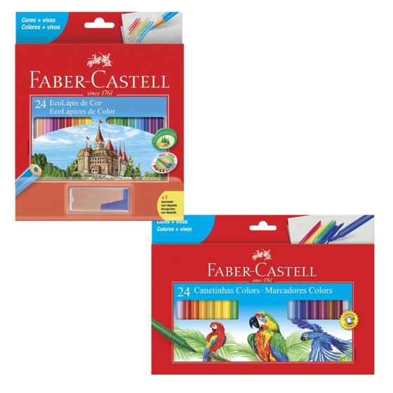 Lápis De Cor 24 Cores Canetinha Hidrocor 24 Faber Castell FABER