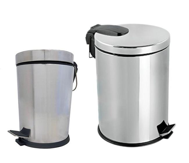 Lixeira 3L 20L Aço Inox Brilhante C Pedal MUNDARE Lixeira e