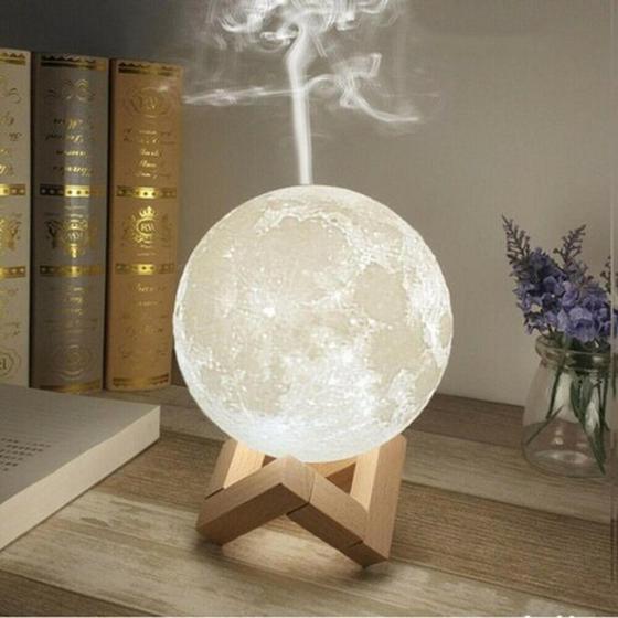 Luminária Lua umidificador e difusor de ar Luz colorida 3D