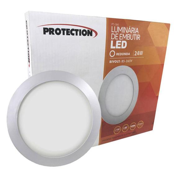 Luminária Plafon Led Embutir Redonda 24W Protection Plafon