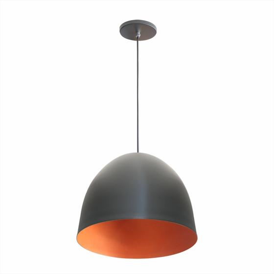 Lustre Pendente De Alum Nio Preto Cobre Lp Ed Luz Mix