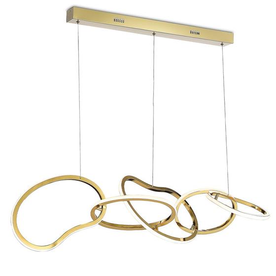 Lustre Pendente Moderno Led 75w 3000k Dourado Fosco 120cm Bivolt Tiffel