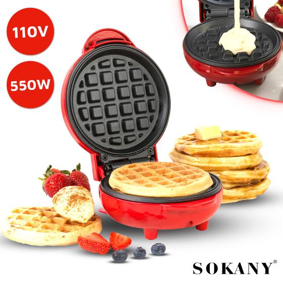 Maquina Waffle El Trica V Compacta Profissional Mini Sokany