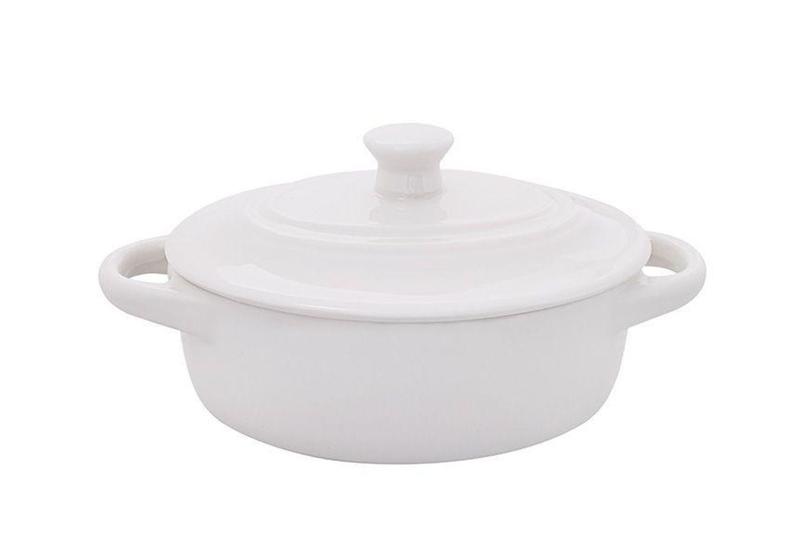 Mini Cocotte Panelinha Oval Em Porcelana Ml Branca Hauskraft