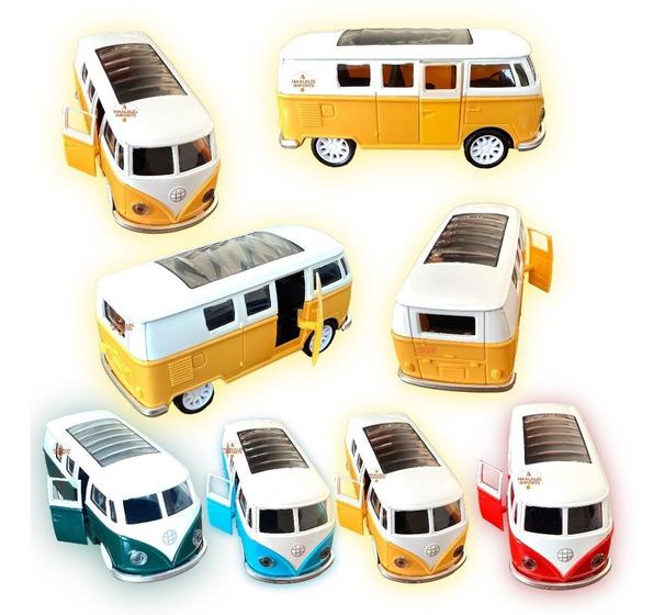 Miniatura Kombi Perua Meral Carrinho De Ferro Abre Porta Cor Amarelo