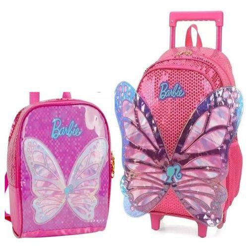 Mochila Infantil Barbie Asas Borboleta 3d Rodinha Rosa G LUXCELL