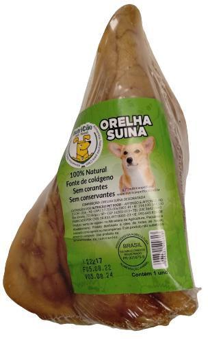 Orelha suína Natural 1 unidade Petisco para Cães Desidratado para