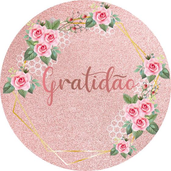 Painel De Lona Redondo Gratid O Flores Rosas Fundo Rose Glitter