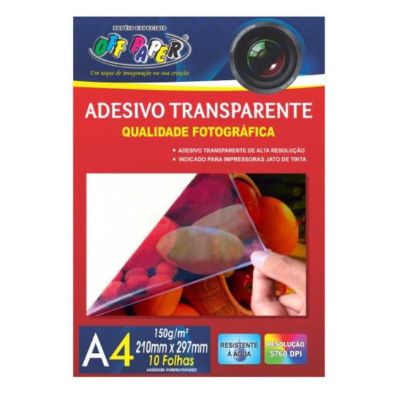 Papel Fotogr Fico Adesivo Transparente G A Folhas Offpaper