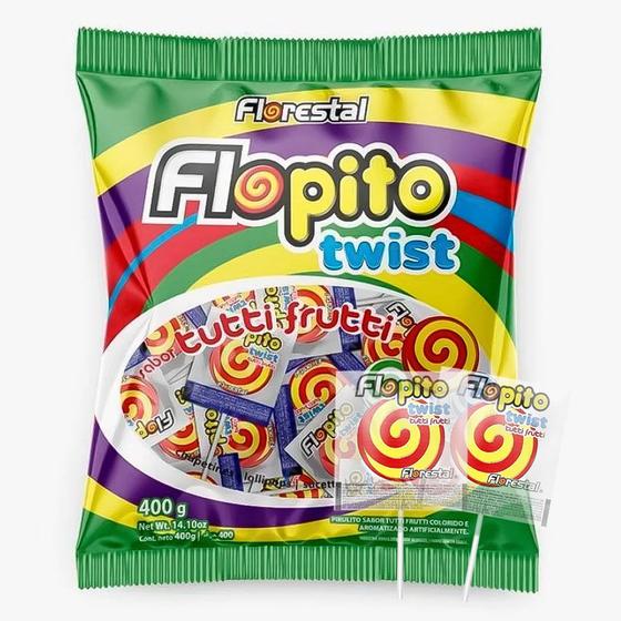 Pirulito Psicodélico Vermelho e Amarelo Flopito Twist 400g