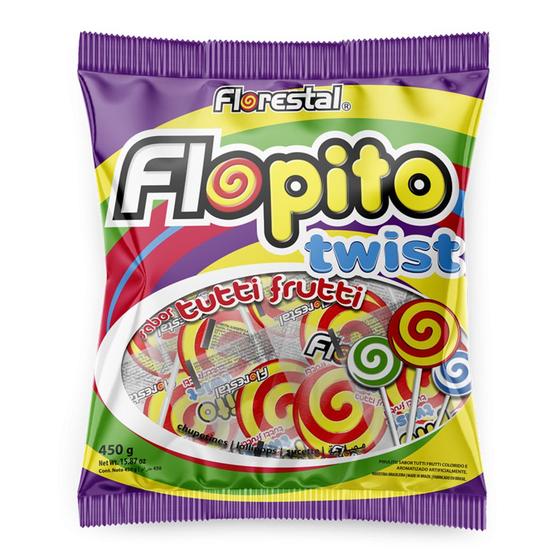 Pirulito Psicodélico Vermelho e Amarelo Flopito Twist 450g