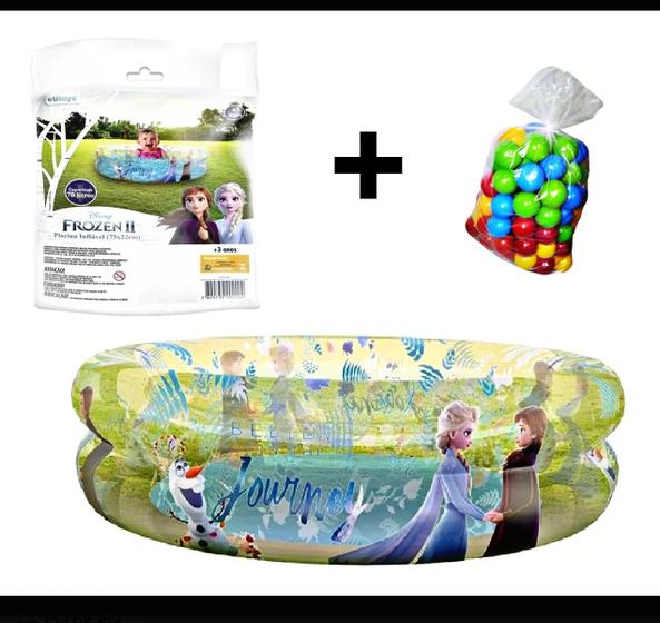 Piscina Inflável Frozen 70 litros 100 bolinhas coloridas Etitoys