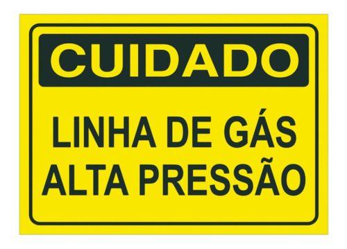 Placa De Sinaliza O Cuidado Linha De G S Alta Press O Afonso