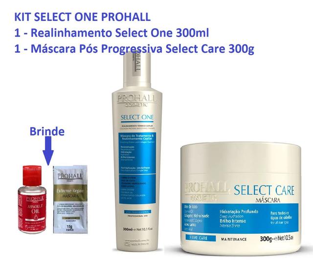 Prohall Progressiva Select One 300ml Máscara Select Care 300g