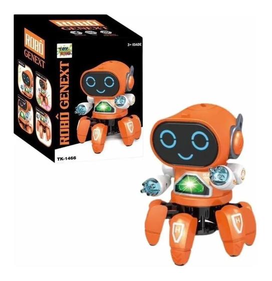 Robo Dançarino Brinquedo Infantil Som Luz E Movimentos Laranja