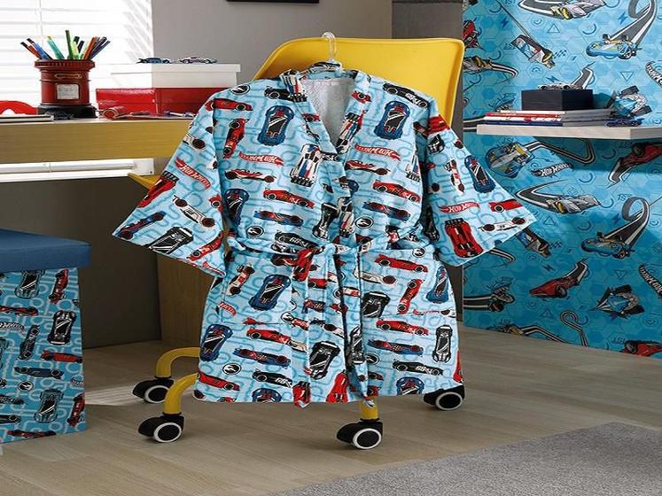 Roupao infantil aveludado m hot wheels KACYUMARA Roupão Infantil