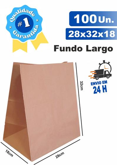 Saco De Papel Kraft Sos Para Delivery Liso Fundo Largo Un Saco