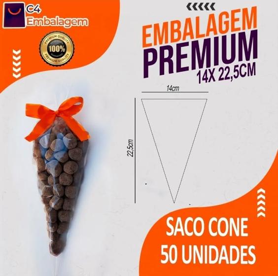 Saco Saquinho Plastico Cone Transparente X Unidades C