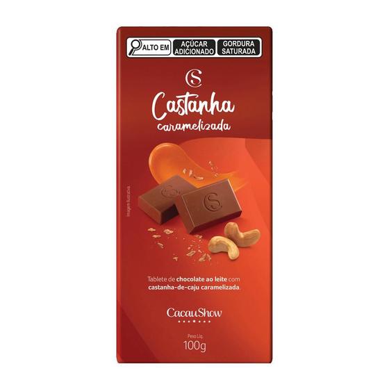 Tablete Ao Leite Castanha De Caju 100g Cacau Show Chocolate Barra