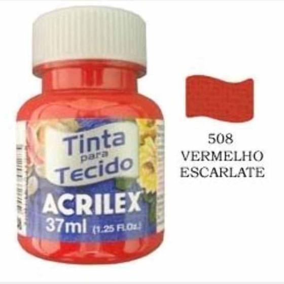 Tinta Tecido Fosca 37ml Vermelho Escarlate Acrilex Pintura Magazine