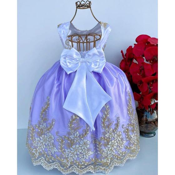 Vestido Longo Infantil Lil S Rainha Realeza Princesa Sofia Ariel Super