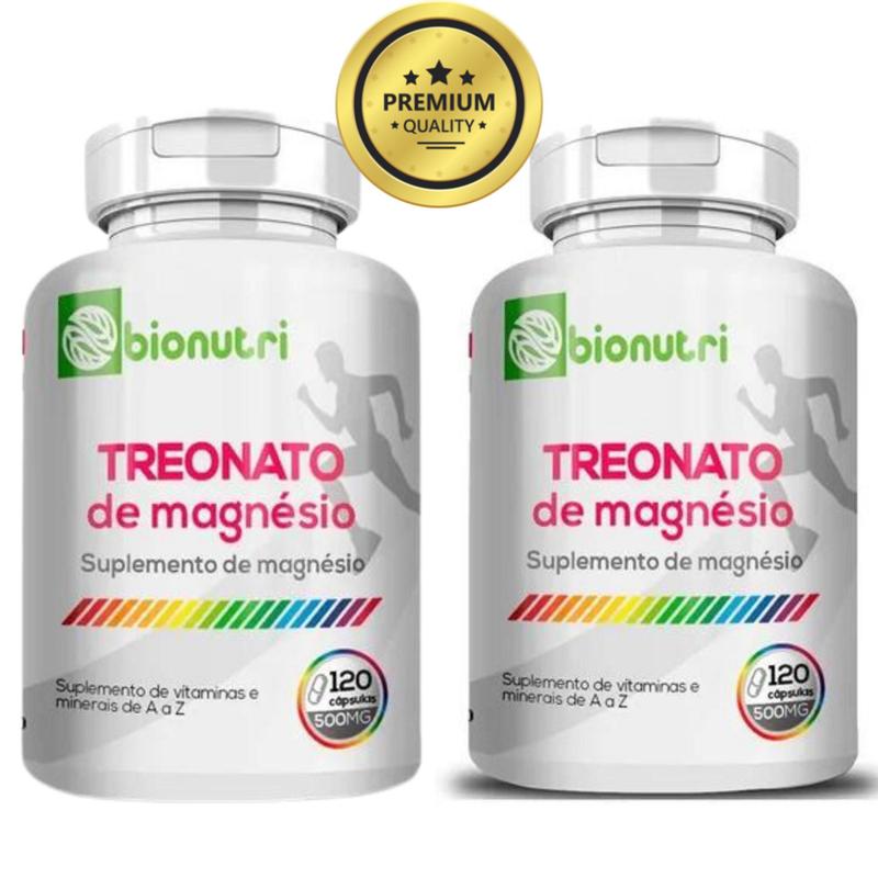 2 Potes Magnesio L Treonato 500mg 240 Caps Bionutri Rende 4 Meses