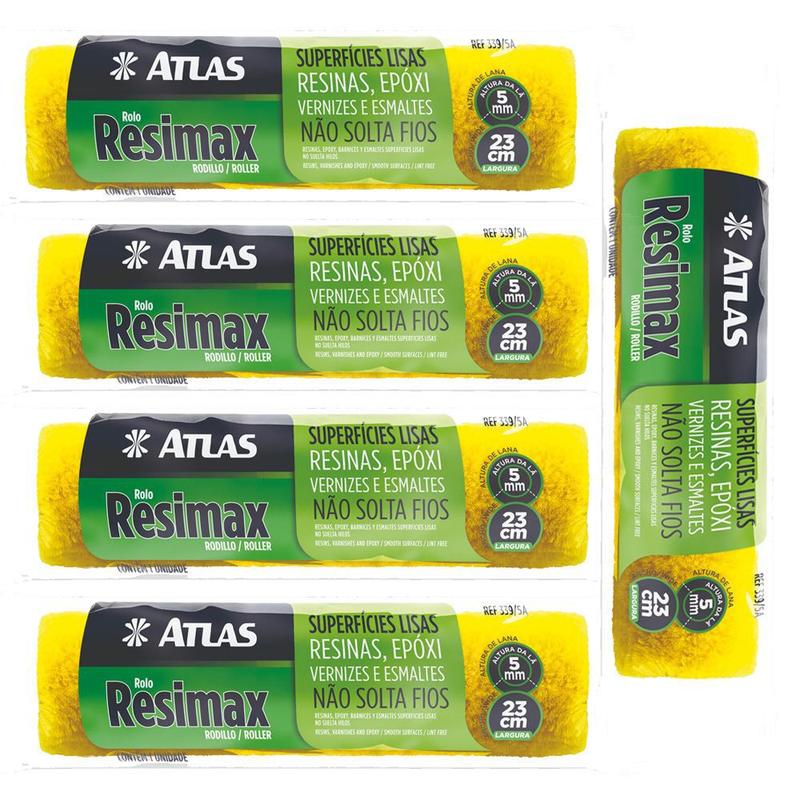 5 Rolo Resimax 23cm Pintura Tinta Epoxi E Esmalte Atlas Tintas E