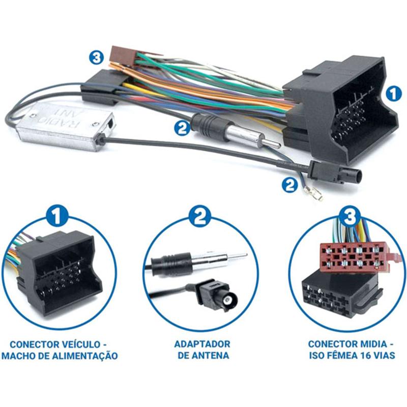 Adaptador De Antena E Chicote De Som Cintroen Peugeot Vw EXPEX