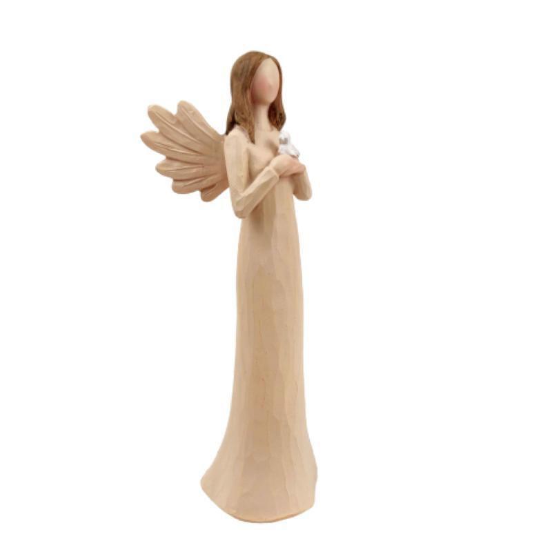 Anjo Pomba Nude Branco Barroco Estatua Decoracao 20X7X5Cm Inigual