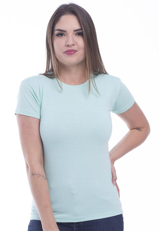 Blusa Feminina Baby Look Viscolycra Lisa Manga Curta Gola Alta Ideal