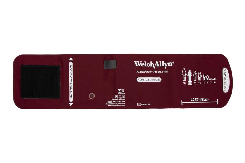 Braçadeira Welch Allyn Adulto Grande Reusável Flexiport 12 Medidor de