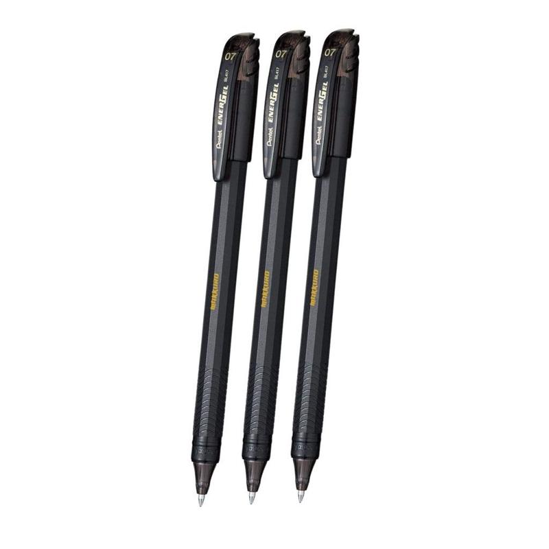 Caneta Pentel Energel Makkuro 0 7mm Kit 3 Unidades Preto Caneta