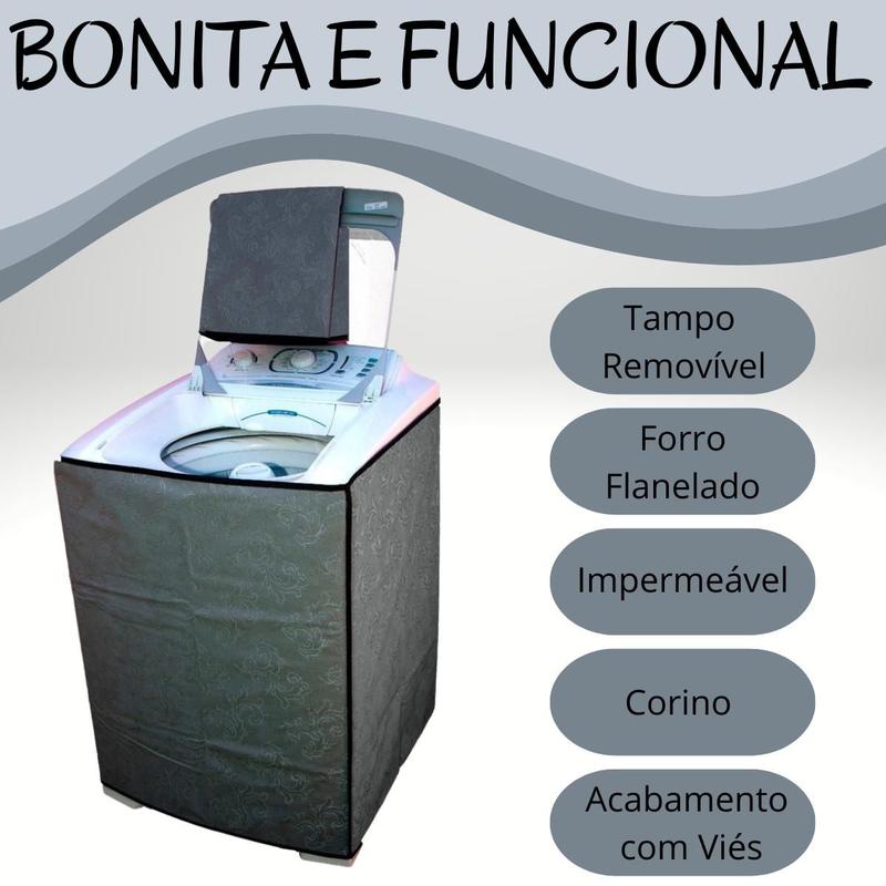 Capa Máquina Lavar Roupa Flanelada Impermeável Electrolux Brastemp