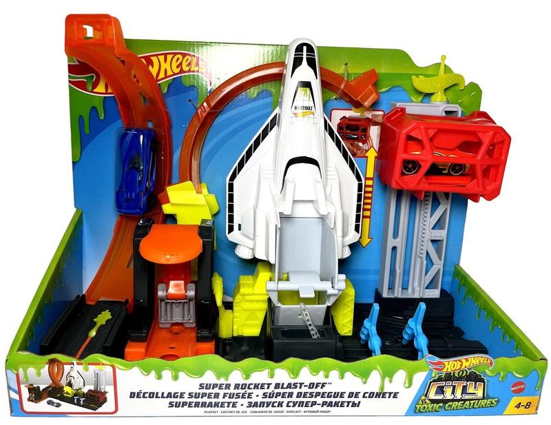 Conjunto Pista Hot Wheels City Super Decolagem De Foguete Acompanha Um Ve Culo Carro