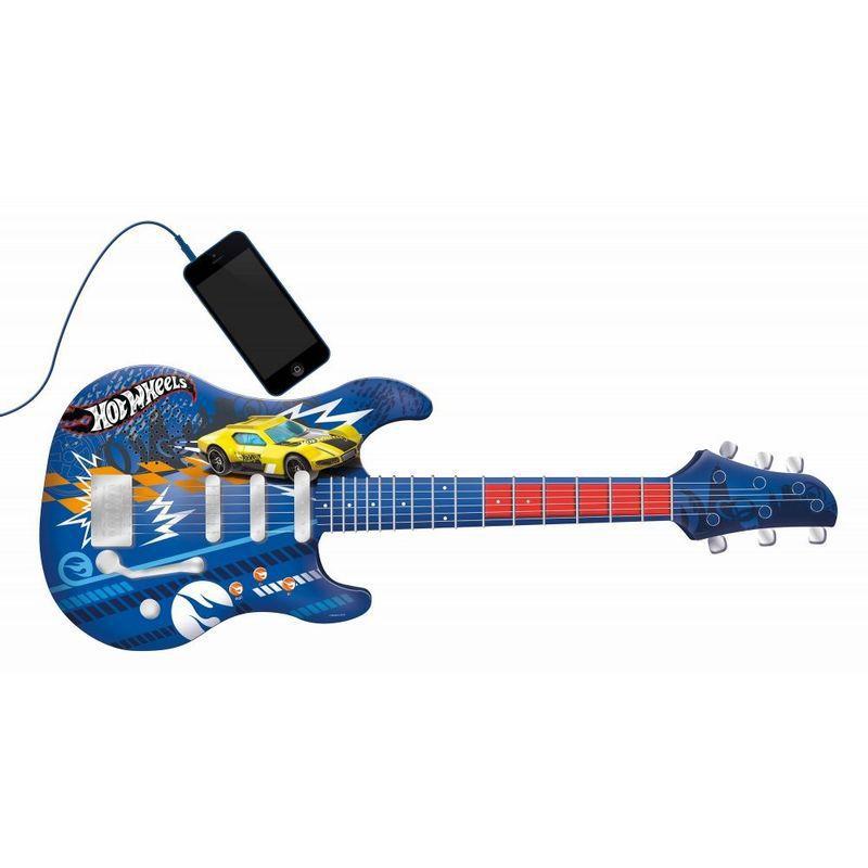 Guitarra Infantil Hot Wheels Azul Radical Cabo Fun O Mp Fun Viol O Guitarra De