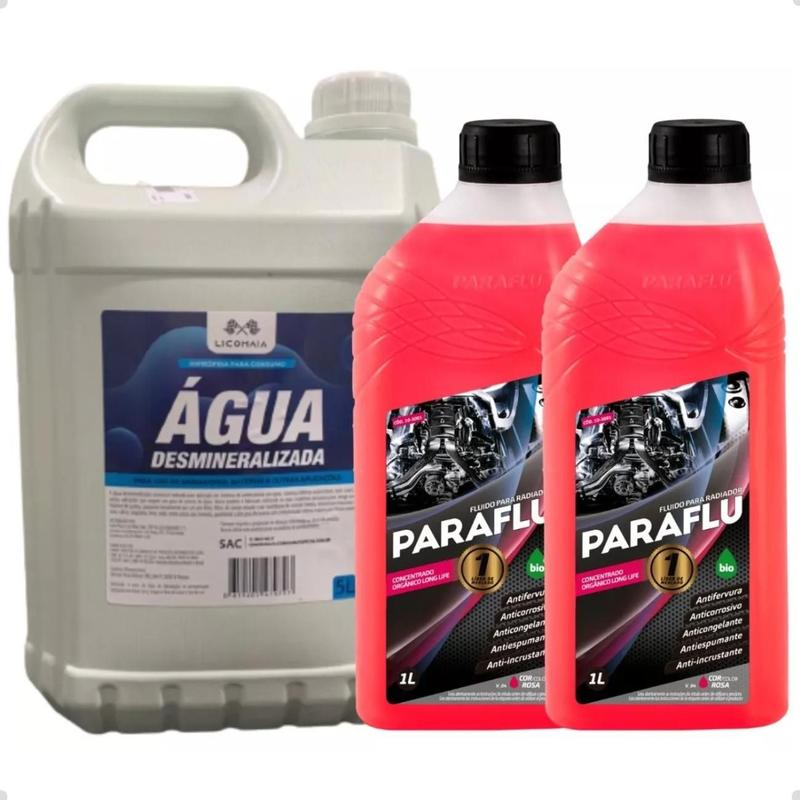 Kit 2 Aditivo Radiador Paraflu Rosa 5l Água Desmineralizada Agua