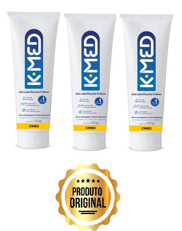 kit 3 un Gel Lubrificante Íntimo Kmed 100g Sem Sabor Cimed