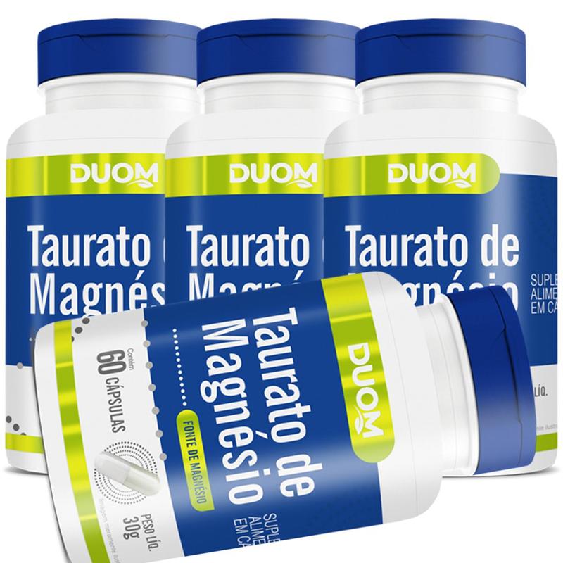 Kit 4 Potes Taurato Fonte de Magnésio Suplemento Alimentar Natural 100